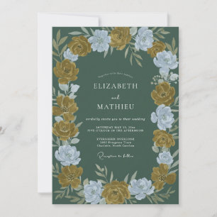 Convite Casamento de Ranunculus de Eucalipto Oliva Profund
