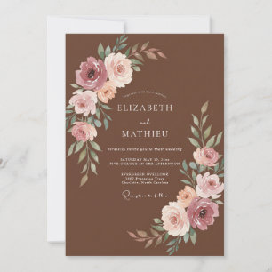 Convite Casamento de Ranunculus de Eucalipto Rosa Poeira d
