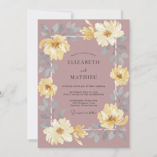 Convite Casamento de Ranunculus e Eucalipto em Mauve Suave