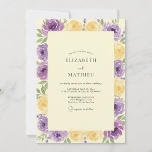 Convite Casamento de Ranunculus Eucalipto Amarelo Ámbar