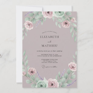 Convite Casamento de Ranunculus Eucalipto Ameixa Poenta
