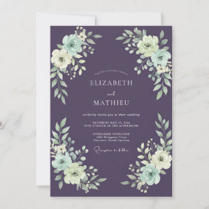 Convite Casamento de Ranunculus Eucalipto Azul Poeira Amei