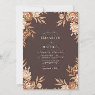 Convite Casamento de Ranunculus Eucalipto Champanhe Chocol