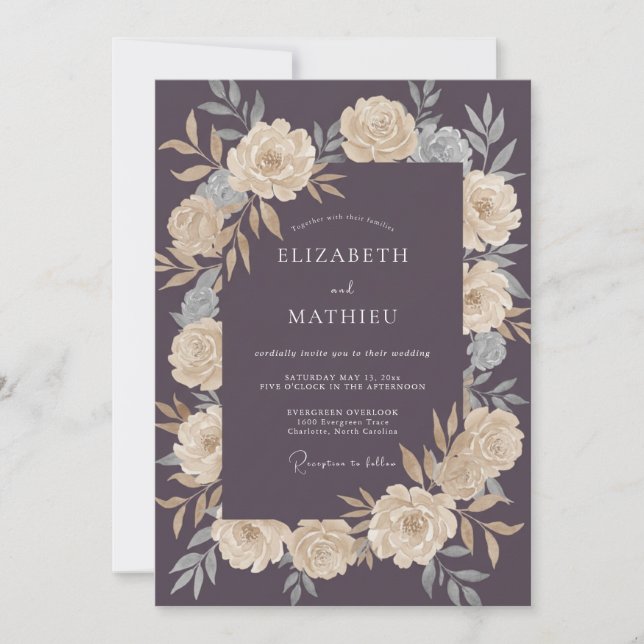 Convite Casamento de Ranunculus Eucalipto com Champanhe Ro (Frente)