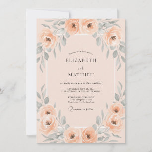 Convite Casamento de Ranunculus Eucalipto Damasco