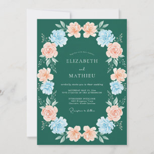 Convite Casamento de Ranunculus Eucalipto Damasco Esmerald