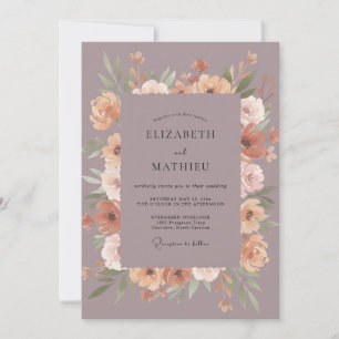 Convite Casamento de Ranunculus Eucalipto Damasco Malva