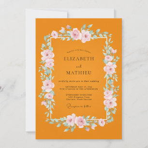 Convite Casamento de Ranunculus Eucalipto Marigold Blush