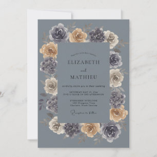 Convite Casamento de Ranunculus Eucalipto Mauve Aço