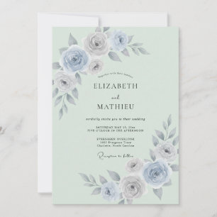 Convite Casamento de Ranunculus Eucalipto Prata Espuma do