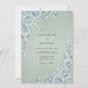Convite Casamento de Ranunculus Eucalipto Prata Gelado