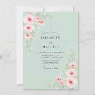 Convite Casamento de Ranunculus Eucalipto Rosa Espuma do M