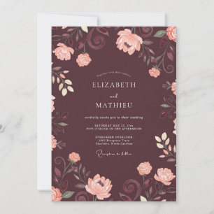 Convite Casamento de Ranunculus Eucalipto Rosa Macia Ameix