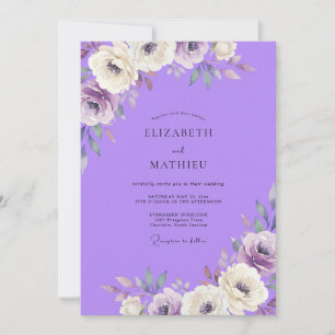 Convite Casamento de Ranunculus Eucalipto Roxo