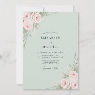 Convite Casamento de Ranunculus Eucalipto Salvia Rubor