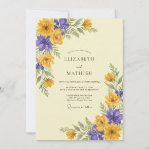 Convite Casamento de Ranunculus Eucalipto Violeta Dourado