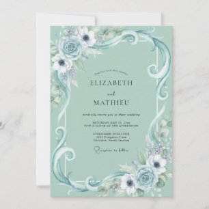 Convite Casamento de Ranunculus Filigrana Eucalipto Espuma