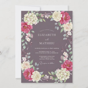 Convite Casamento de Ranunculus Orchid Cinza