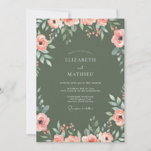 Convite Casamento de Ranunculus Peach Moss