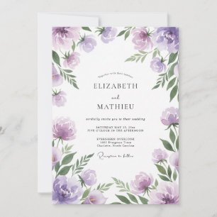 Convite Casamento de Ranunculus Pintado de Violeta