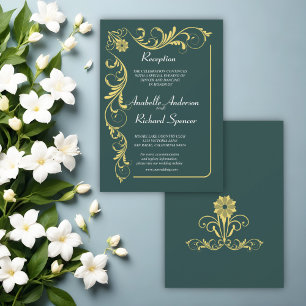 Convite Casamento de Recepção Victoriana Elegante