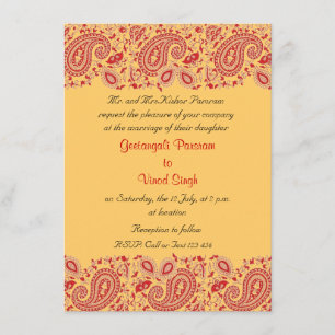 Convite Casamento de Red and Gold Indian