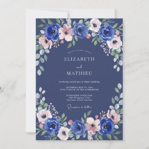 Convite Casamento de redemoinho floral naval