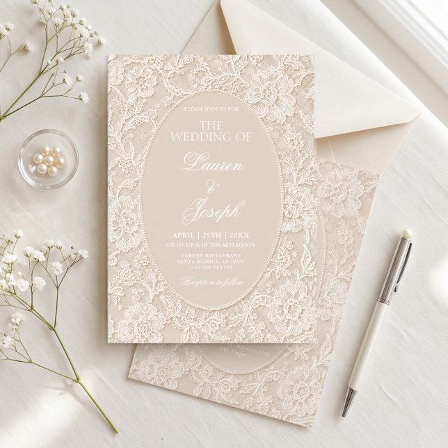 Convite Casamento de Renda Branca (Criador carregado)