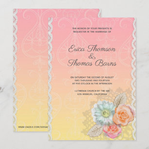 Convite Casamento de Renda e Flores