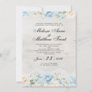 Convite Casamento de Renda Floral em Aquarela Vintage Eleg