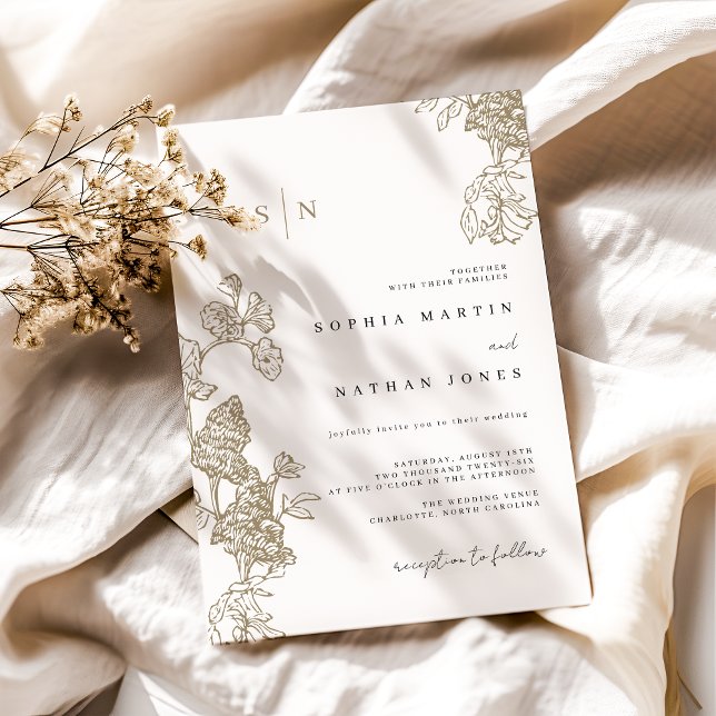 Convite Casamento de Renda Floral Marfim Elegante (Criador carregado)
