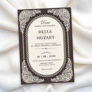 Convite Casamento de renda vitoriana de romance sombrio