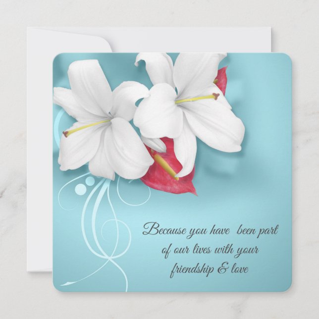 Convite Casamento de Renovação de Vow White e Red Lily (Frente)