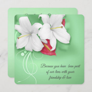 Convite Casamento de Renovação de Vow White e Red Lily