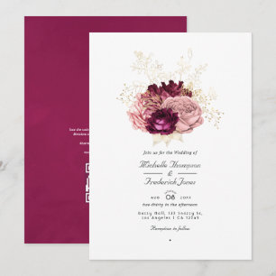 Convite Casamento de Resposta de Código QR Rosa e Dourado