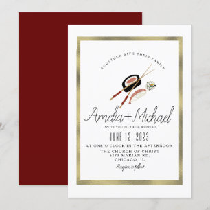 Convite Casamento de Restaurantes do Japão Sushi Roll