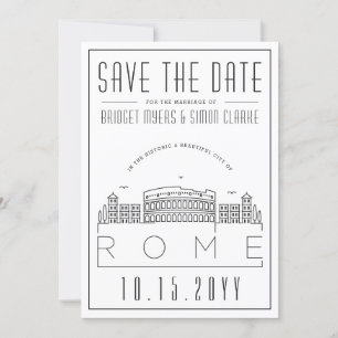 Convite Casamento de Roma  Skyline Estilizado Salvar a Dat