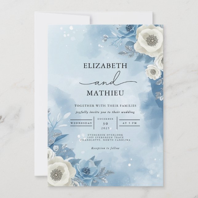 Convite Casamento de Romance Floral de Geetal Frost (Frente)