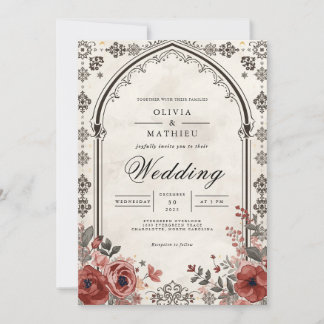 Convite Casamento de Romance Floral do Arch Gótico