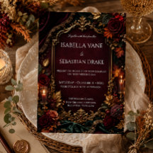 Casamento de Romance Sombrio Burgundy & Gold