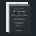 Convite Casamento de Rosa adorável, azul e poeirento<br><div class="desc">Um adorável design de convite de casamento,  este item apresenta fonte rosa empoeirada num fundo azul escuro. Clássico e chic,  edite as informações usando os modelos. Peça seus convites de casamento hoje!</div>
