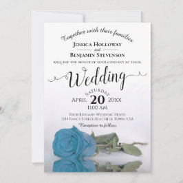 Convite Casamento de Rosa azul-turquesa longo-empunhado El