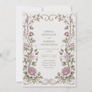 Convite Casamento de Rosa Botânica Vitoriana