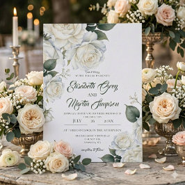 Convite Casamento de Rosa Branca Aquarela