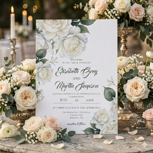 Convite Casamento de Rosa Branca Aquarela