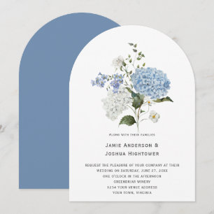 Convite Casamento de Rosa Branca com Hydrangea Azul e Bran