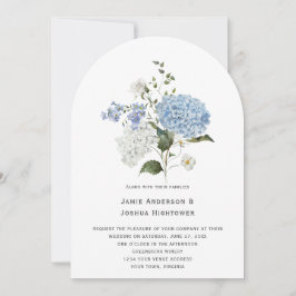 Convite Casamento de Rosa Branca com Hydrangea Azul e Bran