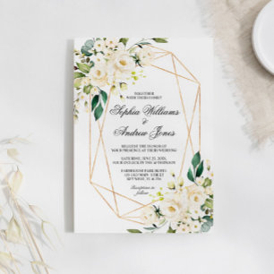 Convite Casamento de Rosa Branca e Verde