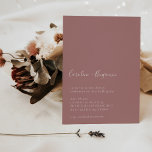 Convite Casamento de Rosa com Boho Dusty, um Script Minima<br><div class="desc">Convite para Casamento de Rosa Boho Dusty,  Script Minimalista</div>