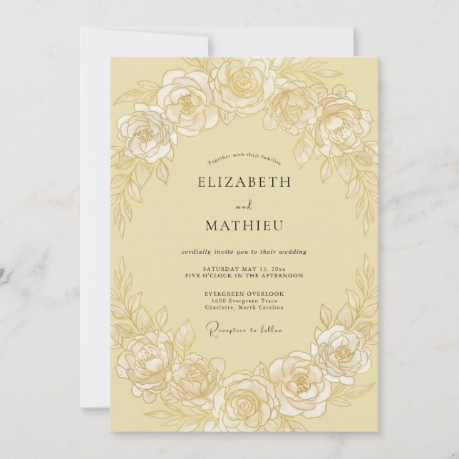 Convite Casamento de Rosa com Buttercream (Frente)